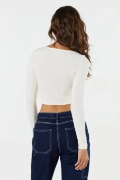 Ribbed Corset Long Sleeve Crop Top -Mini Aura Shop 071003039326 35 1