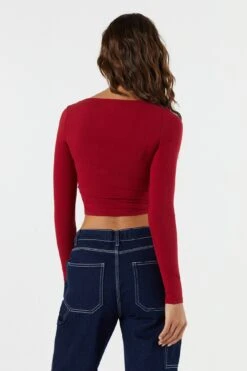 Ribbed Corset Long Sleeve Crop Top -Mini Aura Shop 071003039326 61 1