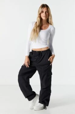 Ribbed Scoop Neck Long Sleeve Top -Mini Aura Shop 071003539404 10 2