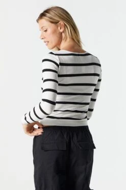 Ribbed Scoop Neck Long Sleeve Top -Mini Aura Shop 071003539404 95 1