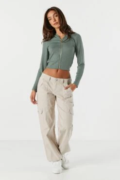 Ribbed Zip-Up Cropped Hoodie 16 Ribbed Zip-Up Cropped Hoodie -Mini Aura Shop 071048289350 31 2