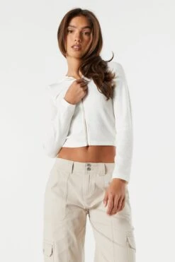 Ribbed Zip-Up Cropped Hoodie 17 Ribbed Zip-Up Cropped Hoodie -Mini Aura Shop 071048289350 35