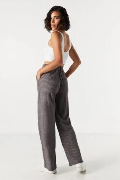 Pinstriped Crepe High Rise Dress Pant 10 Pinstriped Crepe High Rise Dress Pant -Mini Aura Shop 071248281290 06 2