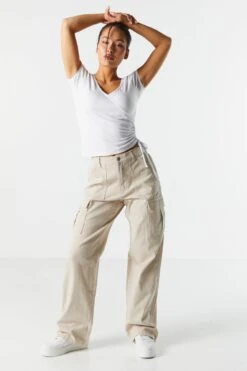 Elastic Waist Straight Leg Cargo Jean -Mini Aura Shop 071439661331 16