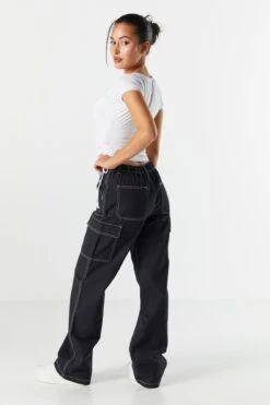 Contrast Stitch Elastic Waist Straight Leg Cargo Jean 7 Contrast Stitch Elastic Waist Straight Leg Cargo Jean -Mini Aura Shop 071439661331 68 2 fcba6b78 ba75 4ffb aeaf 22d9e6274409