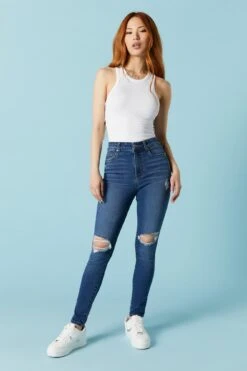 Miami Distressed Dark Wash Skinny Jean