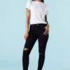 Black Wash Rio Mid RiseDistressed Skinny Jean -Mini Aura Shop 071639072001 01 0 1