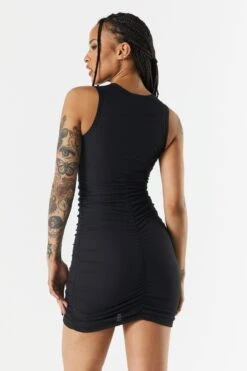 Ribbed Ruched Bodycon Mini Dress 18 Ribbed Ruched Bodycon Mini Dress -Mini Aura Shop 073003033613 01 1 1