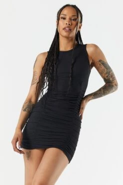 Ribbed Ruched Bodycon Mini Dress 17 Ribbed Ruched Bodycon Mini Dress -Mini Aura Shop 073003033613 01 3