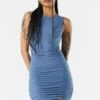 Ribbed Ruched Bodycon Mini Dress 1 Ribbed Ruched Bodycon Mini Dress -Mini Aura Shop 073003033613 39 0