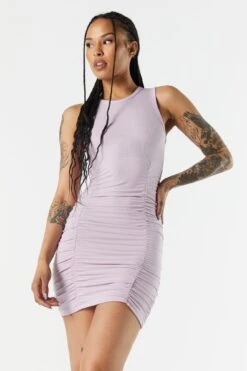 Ribbed Ruched Bodycon Mini Dress 20 Ribbed Ruched Bodycon Mini Dress -Mini Aura Shop 073003033613 55 3