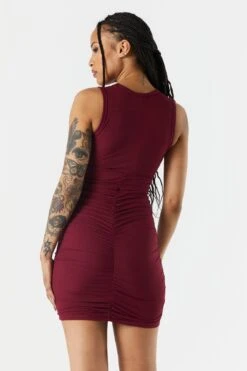 Ribbed Ruched Bodycon Mini Dress 24 Ribbed Ruched Bodycon Mini Dress -Mini Aura Shop 073003033613 84 1 1