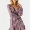 Lilac Floral Tiered Wrap Dress -Mini Aura Shop 073048284482 55
