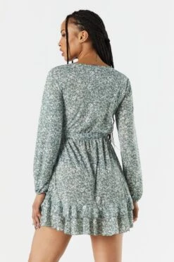 Black Floral Tiered Wrap Dress -Mini Aura Shop 073048284482 31 1