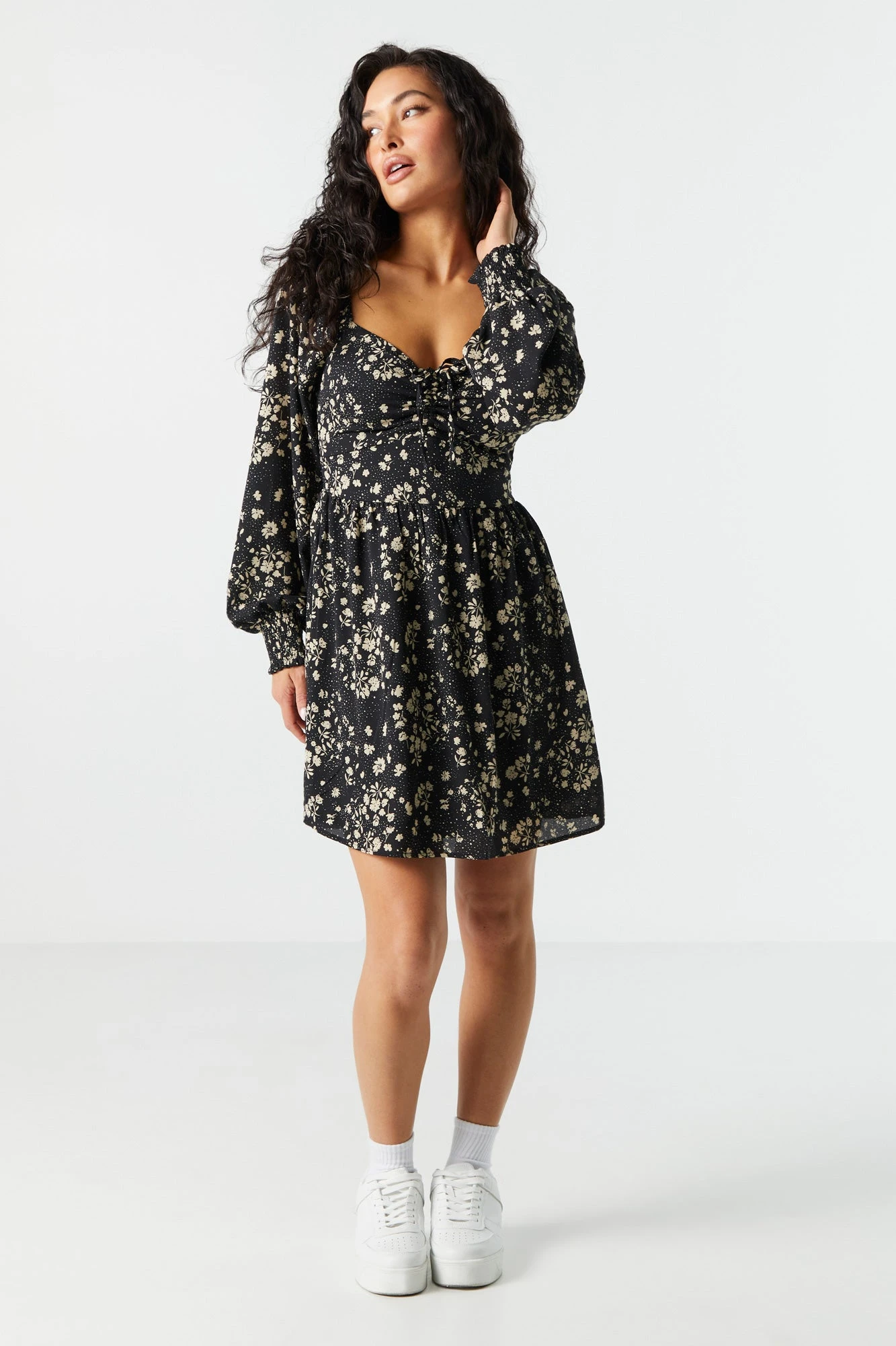 Black Smocked Milkmaid Long Sleeve Dress 5 Black Smocked Milkmaid Long Sleeve Dress - Image 3