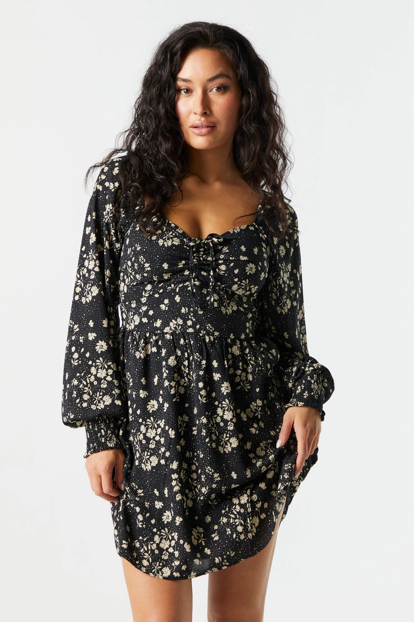 Black Smocked Milkmaid Long Sleeve Dress 3 Black Smocked Milkmaid Long Sleeve Dress