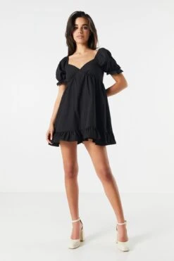 Puff Sleeve Babydoll Mini Dress 16 Puff Sleeve Babydoll Mini Dress -Mini Aura Shop 073203033731 01 2