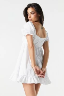 Puff Sleeve Babydoll Mini Dress -Mini Aura Shop 073203033731 10 1 1