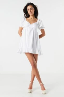 Puff Sleeve Babydoll Mini Dress 19 Puff Sleeve Babydoll Mini Dress -Mini Aura Shop 073203033731 10 2