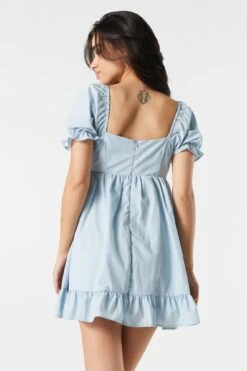 Puff Sleeve Babydoll Mini Dress -Mini Aura Shop 073203033731 40 1 1