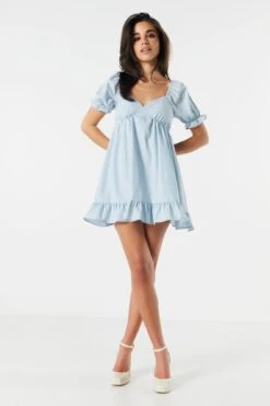 Puff Sleeve Babydoll Mini Dress -Mini Aura Shop 073203033731 40 2 1