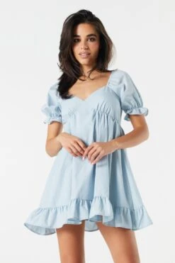 Puff Sleeve Babydoll Mini Dress -Mini Aura Shop 073203033731 40 3