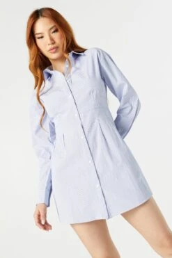 Button-Up Long Sleeve Shirt Dress