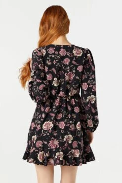 Floral Print Long Sleeve Wrap Dress -Mini Aura Shop 073226313742 01 1 4d352758 8227 4880 8dcb 9a0c6419f488 2