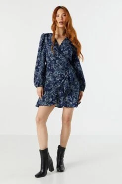 Paisley Print Long Sleeve Wrap Dress -Mini Aura Shop 073226313742 41 2 58033a8d e3ee 4654 a3fd 404cf3807844