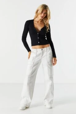 Button-Up Knit Skimmer Cardigan -Mini Aura Shop 073965630466 01 2