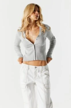 Button-Up Knit Skimmer Cardigan -Mini Aura Shop 073965630466 04