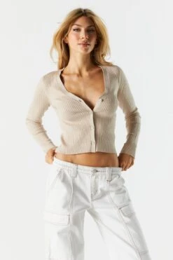 Button-Up Knit Skimmer Cardigan -Mini Aura Shop 073965630466 24