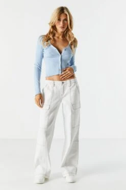 Button-Up Knit Skimmer Cardigan -Mini Aura Shop 073965630466 45 2