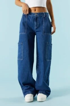 Dark Wash Porkchop Pocket Cargo Jean 6 Dark Wash Porkchop Pocket Cargo Jean -Mini Aura Shop 075639071211 39 1