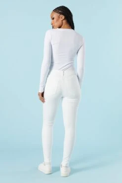 White Miami High Rise Skinny Jean -Mini Aura Shop 075639075657 10 2