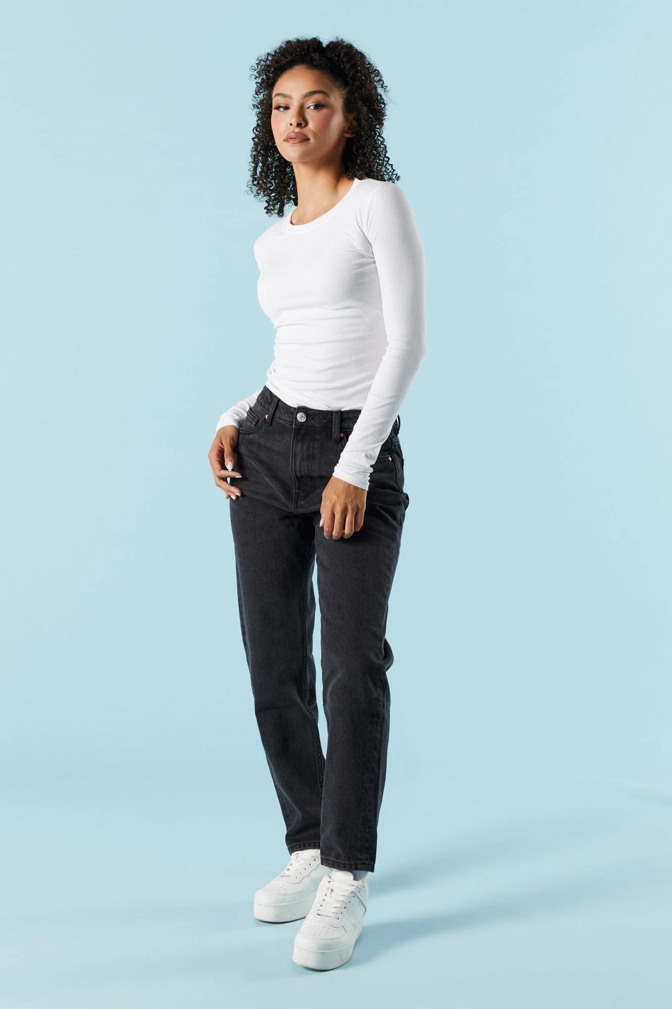 Black Wash Denim Mom Jean 3 Black Wash Denim Mom Jean