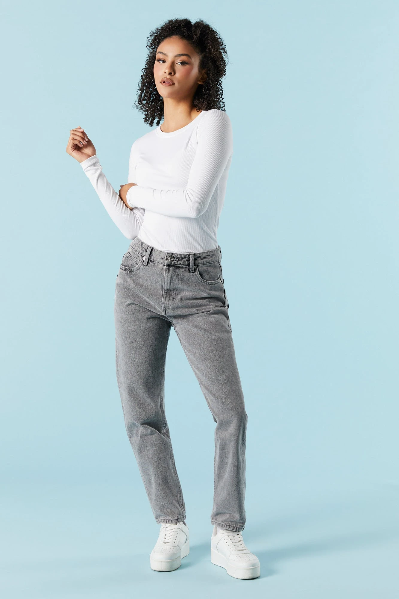 Grey Wash Denim Mom Jean 3 Grey Wash Denim Mom Jean