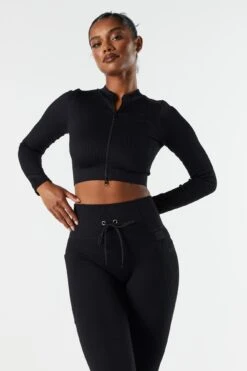 Sommer Ray Seamless Ribbed Zip-Up Active Top -Mini Aura Shop 078603569263 01