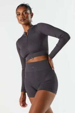 Sommer Ray Seamless Ribbed Zip-Up Active Top -Mini Aura Shop 078603569263 05