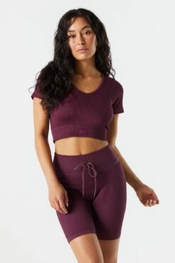 Sommer Ray Seamless Active Ribbed Short Sleeve Tee -Mini Aura Shop 078648028980 84