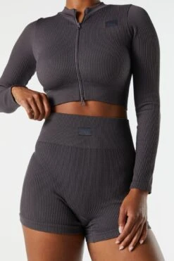 Sommer Ray Seamless Ribbed High Rise Active Shortie -Mini Aura Shop 078703569264 05 3 1