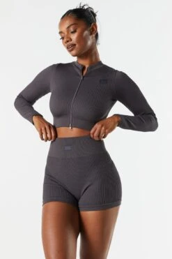 Sommer Ray Seamless Ribbed High Rise Active Shortie -Mini Aura Shop 078703569264 05 4