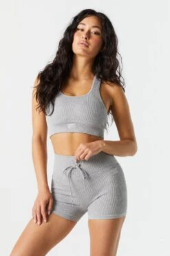 Sommer Ray Seamless Ribbed Active Tie Shortie -Mini Aura Shop 078748028978 05 0