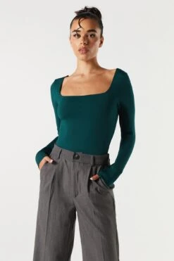 Contour Square Neck Long Sleeve Bodysuit -Mini Aura Shop 079003039232 33 0