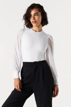 Contour Mesh Sleeve Bodysuit 22 Contour Mesh Sleeve Bodysuit -Mini Aura Shop 079003039234 10