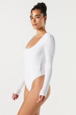 Ribbed Square Neck Long Sleeve Bodysuit -Mini Aura Shop 079003039324 10 2