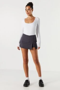 Ribbed Square Neck Long Sleeve Bodysuit -Mini Aura Shop 079003039324 10 4